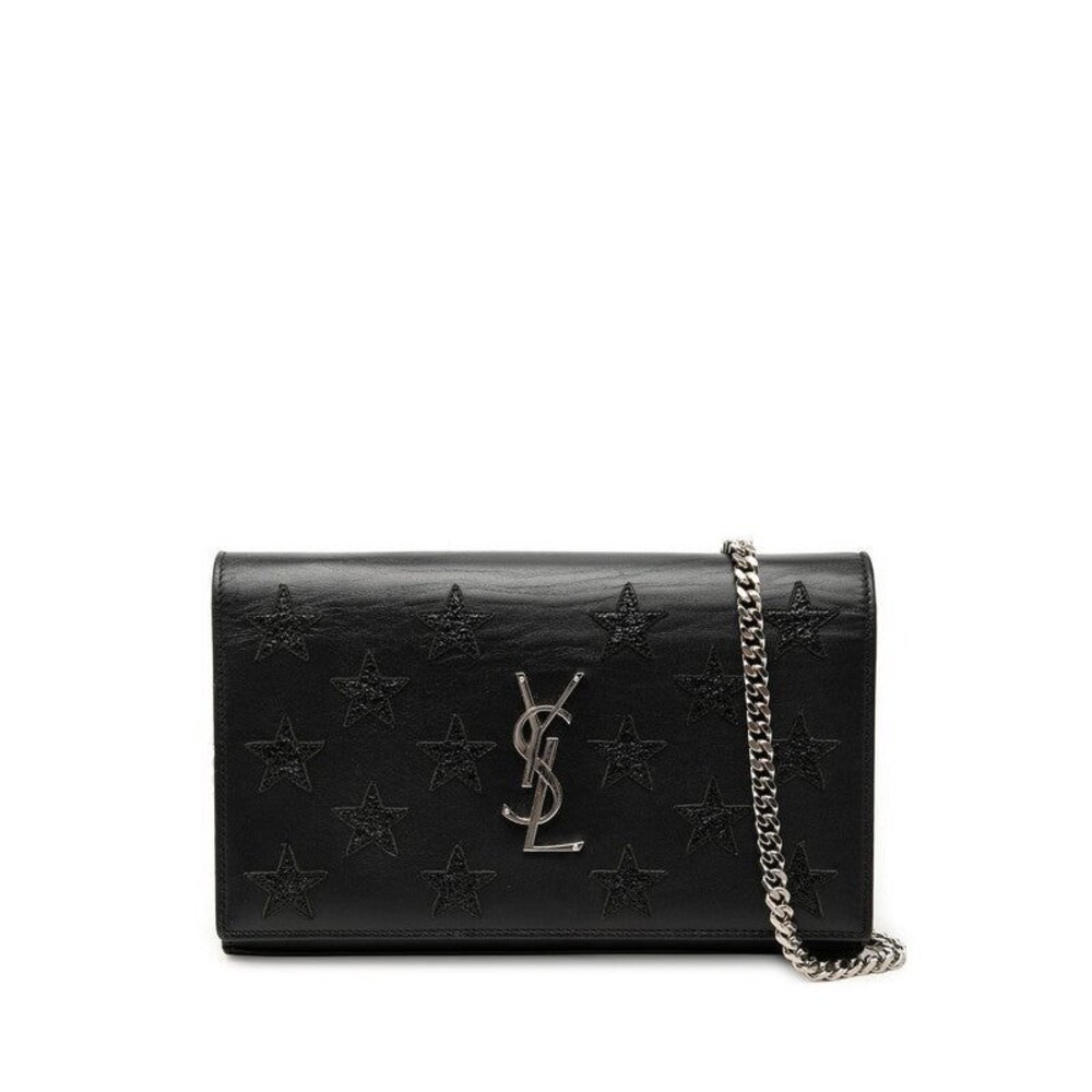 Saint Laurent Star YSL Logo Chain Shoulder Bag 0616 Black